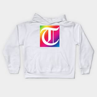 Rainbow White Letter T Kids Hoodie